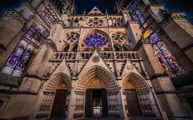 Fototapeta premium Notre-Dame Cathedral with stained glass windows France