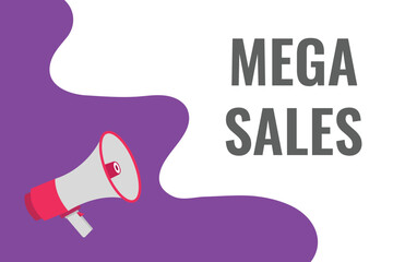 mega sales button, banner, label, template for website. mega sales text with colorful megaphone icon
