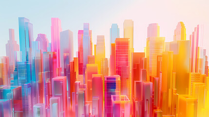 Colorful buildings, artistic presentation of modern cities