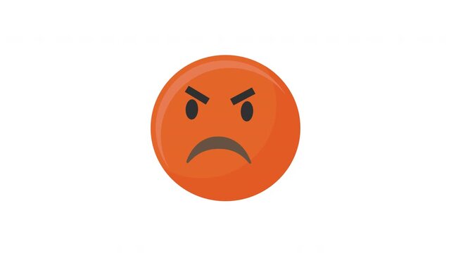 Animated angry emoji. Looping animation of a neutral to angry facial expression. Includes alpha channel.