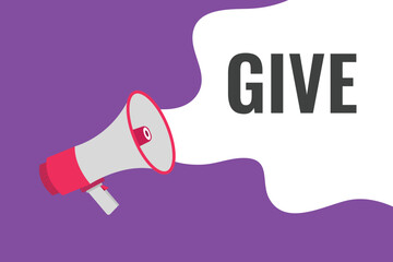 give button, banner, label, template for website. give text with colorful megaphone icon
