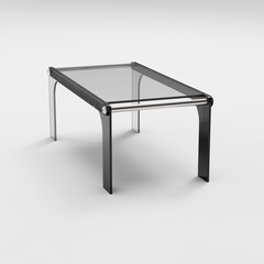 Office designer table with transparent glass tabletop. Isolatedю Transparent background. 3D Render.