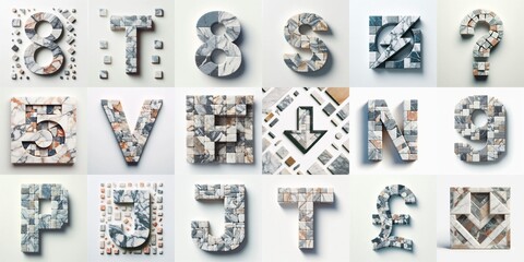 Marble stones Lettering Typeface. AI generated illustration