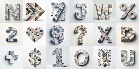 Marble stones Lettering Typeface. AI generated illustration