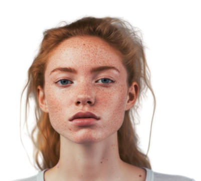 PNG Portrait freckle adult woman. - Powered by Adobe