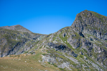 Summer landscape of the Rila Mountains, Bulgaria. The Mounts Otovitsa and Little Kaboul 2543.
