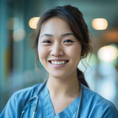Obraz premium Portrait of a smiling young nurse in hospital