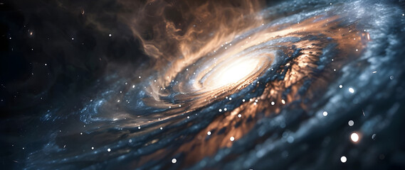 Spiral galaxy with stars background