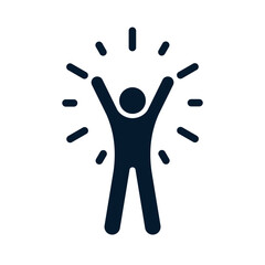 Concept winner, self-confident. Vector linear icon isolated on white background.