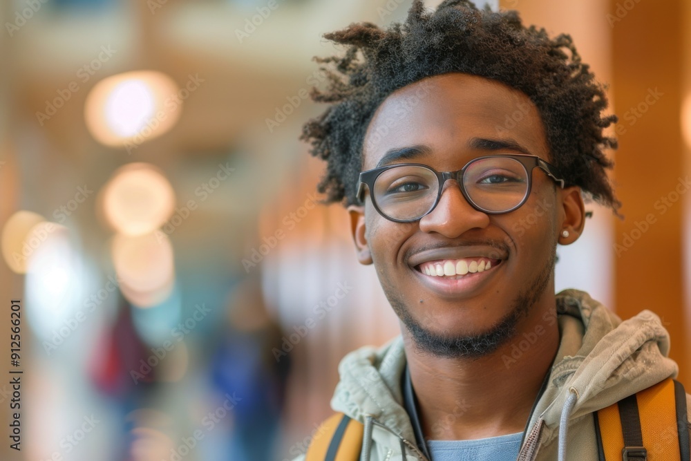 Wall mural smiling portrait of a african american male student