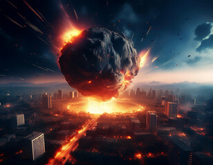 momento del impacto de un meteorito contra el planeta tierra