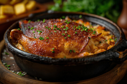 Confit de Canard or Duck confit - popular french cousin dish, hi end kitchen
