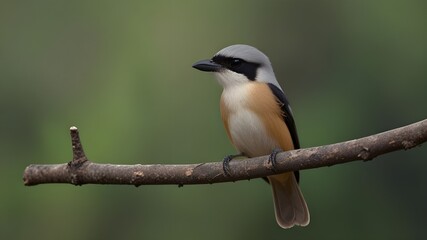 Fototapeta premium Beautiful bird in nature Burmese Shrike Lanius collurioides Generative AI