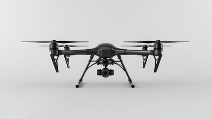 3D Realistic Black Drone Similar to DJI Phantom 3, Raw Photo, PNG Element on Gray Background