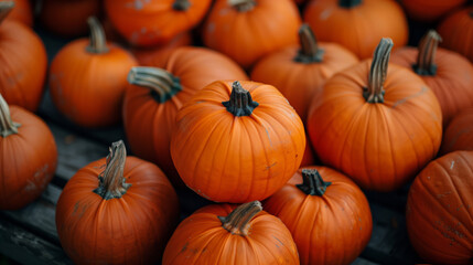 Halloween background with orange pumpkins,  pumpkin harvest, autumn background