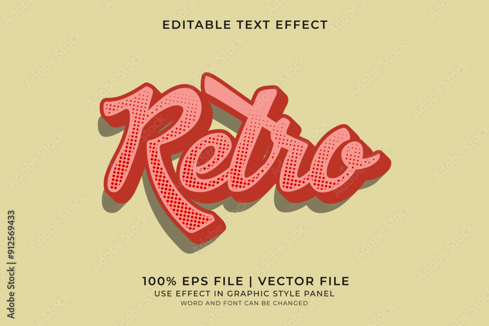 Poster 3d retro vintage text effect editable vector