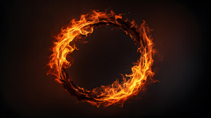 Fototapeta premium A circle of fire with a dark background