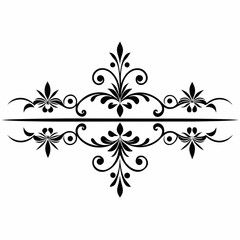 graphic with a black white  plant flower  ornament on an isolated background