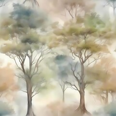 Watercolor Tree Landscape: Delicate watercolor washes capturing the beauty of trees in a natural setting.