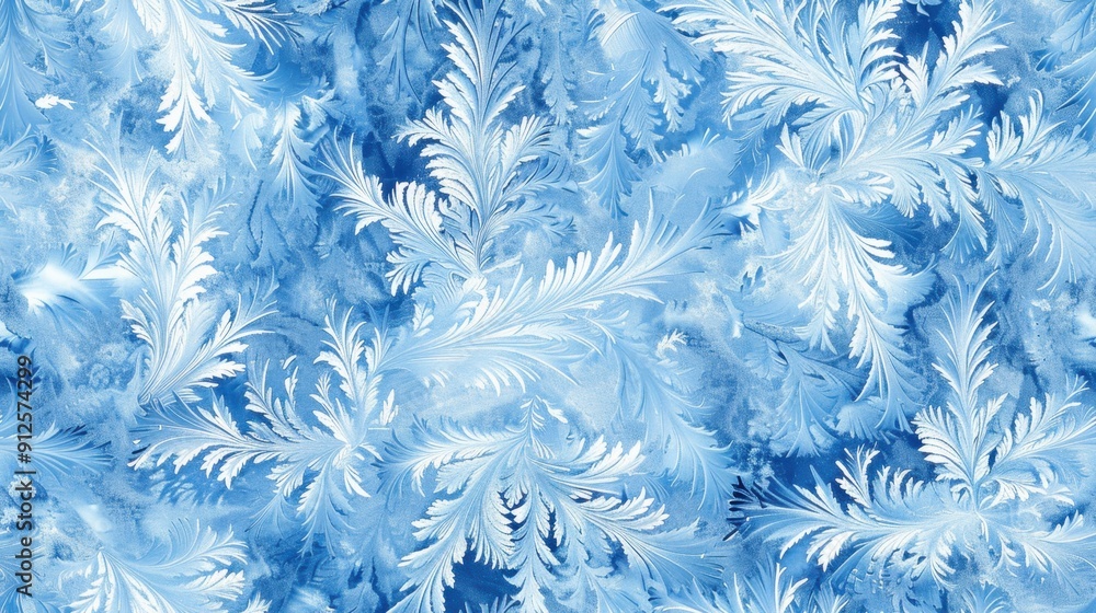 Poster intricate frost patterns on a blue background