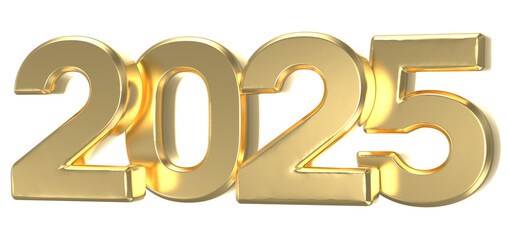 Happy New Year 2025 Gold 3d Render