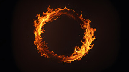 A circle of fire with a black background