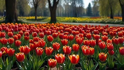 Tulips in the Moscow park Arkhangelskoe Generative AI