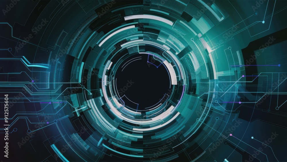 Poster a futuristic looking digital background with a circular pattern, ai