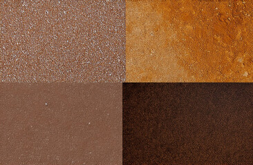 Fototapeta premium texture of four high impact asphalt roof shingles in different tones of brown and gray color