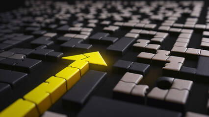 a yellow arrow on a black background