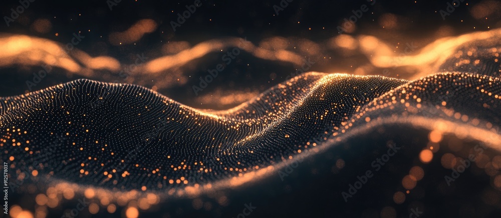 Poster futuristic abstract wave featuring interconnected points and lines dynamic big data background for t
