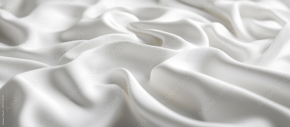 Poster folded white textile fabric on a smooth abstract background 3d rendering