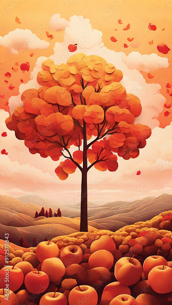 Poster create an illustration featuring a warm-toned background with a textured appearance, possibly resemb