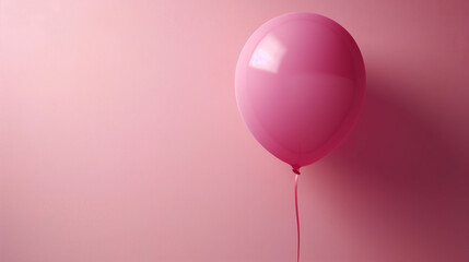 One Pink balloon floating against pastel wall, vibrant colorful celebration background, festive decoration abstract scene, joy happiness concept