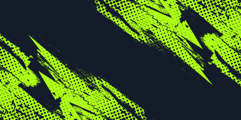Lime Green Brush Texture with Halftone Effect Isolated on Dark Background. Grunge Sport Background, for Banner or Poster Design