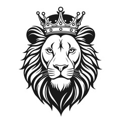 Clean black and white vector silhouette of a Lion isolated on white background
