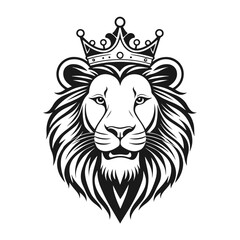 Clean black and white vector silhouette of a Lion isolated on white background