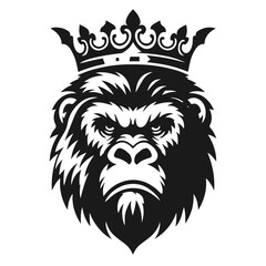 Clean black and white vector silhouette of a Gorilla isolated on white background