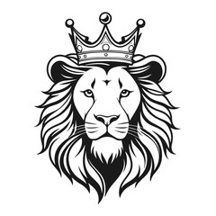 Clean black and white vector silhouette of a Lion isolated on white background