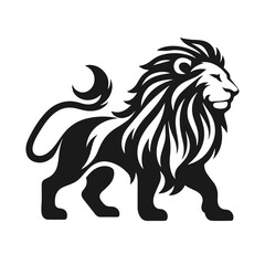 Clean black and white vector silhouette of a Lion isolated on white background