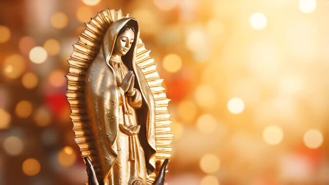 Statue of Saint Mary of Guadalupe (Virgen de Guadalupe) in honor of the celebration of the Mexican holiday of December 12