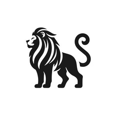 Clean black and white vector silhouette of a Lion isolated on white background