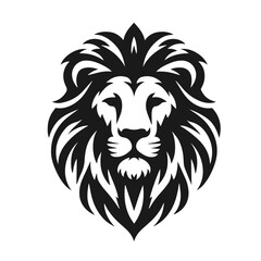 Clean black and white vector silhouette of a Lion isolated on white background