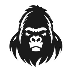 Clean black and white vector silhouette of a Gorilla isolated on white background
