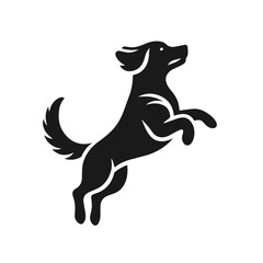 Clean black and white vector silhouette of a dog isolated on white background