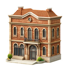 Beautiful vintage brick house with detailed architecture and balcony, perfect for showcasing historical or architectural themes.