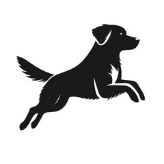 Clean black and white vector silhouette of a dog isolated on white background