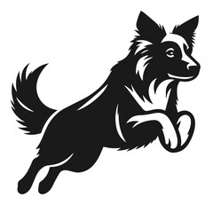 Clean black and white vector silhouette of a dog isolated on white background