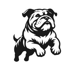 Clean black and white vector silhouette of a Bulldog isolated on white background