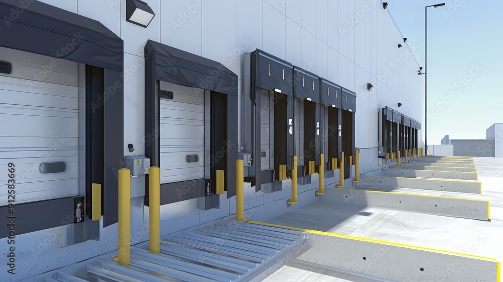 Poster exploring loading dock configurations reveals innovations in ramp designs, dock shelters, and seal s